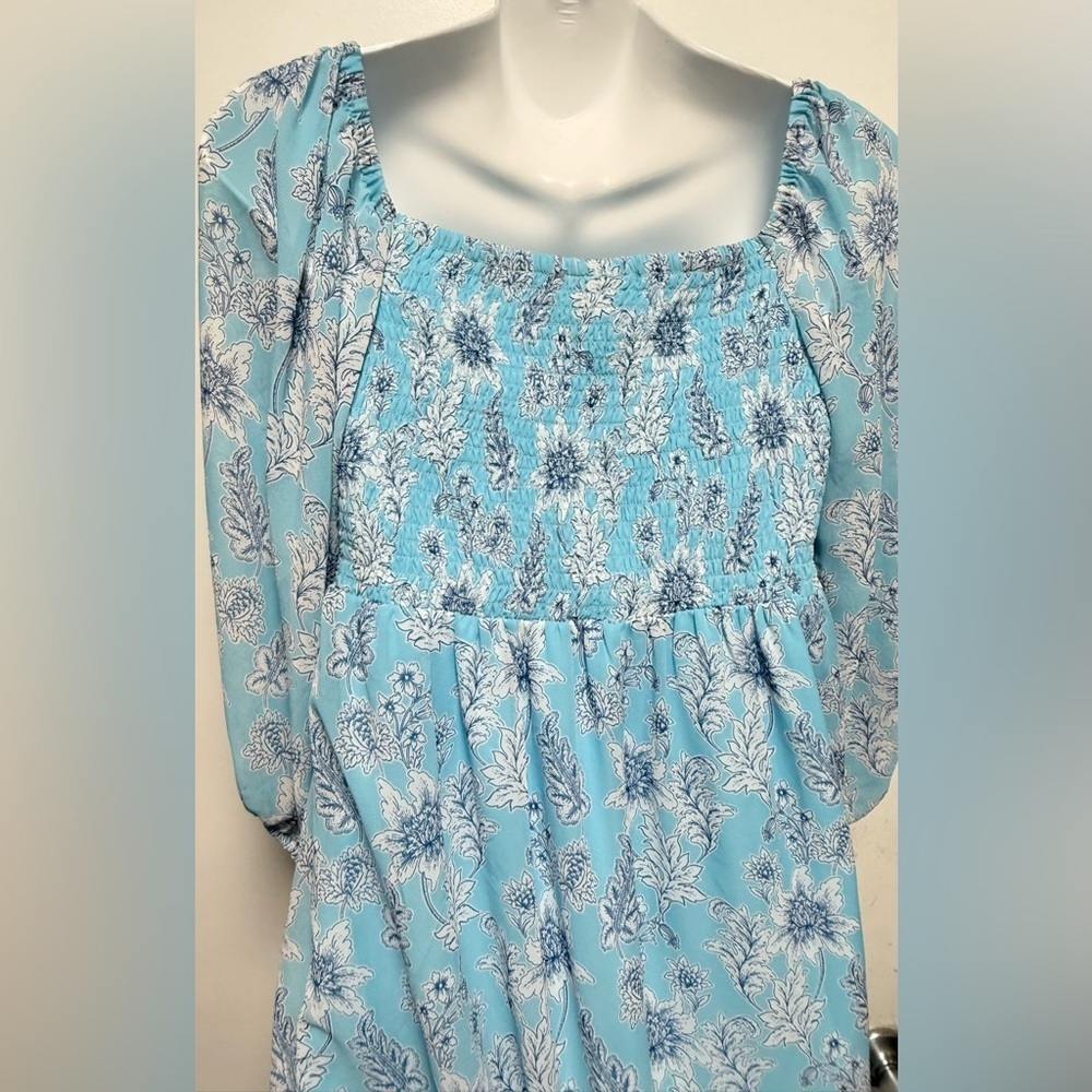 Taylor Light Blue Textured Dress Size 4 - Picture 5 of 11